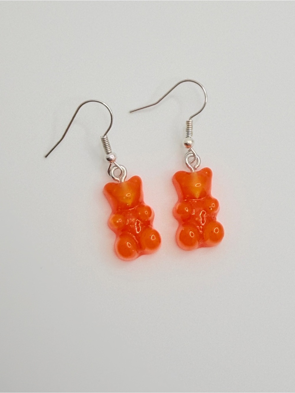 Orange Gummy Bear Dangle Earrings Handmade Y2K Festival Jewelry